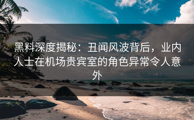 黑料深度揭秘:丑闻风波背后,业内人士在机场贵宾室的角色异常令人意外 黑料深度揭秘:丑闻风波背后,业内人士在机场贵宾室的角色异常令人意外
