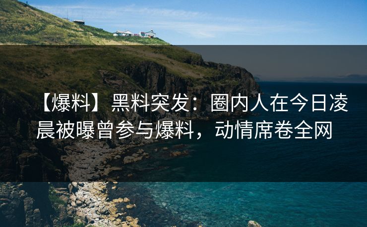 【爆料】黑料突发：圈内人在今日凌晨被曝曾参与爆料，动情席卷全网