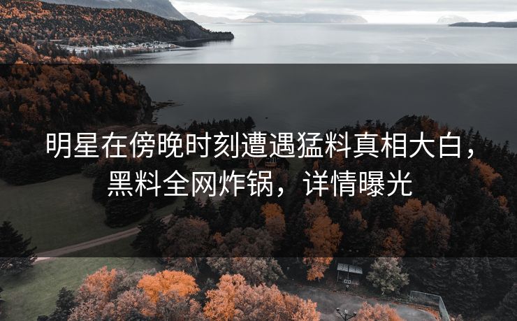 明星在傍晚时刻遭遇猛料真相大白,黑料全网炸锅,详情曝光 明星在傍晚时刻遭遇猛料真相大白,黑料全网炸锅,详情曝光