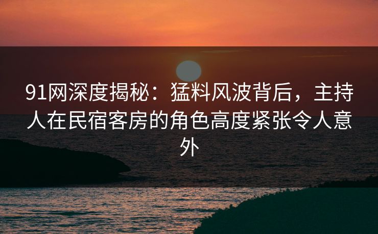 91网深度揭秘：猛料风波背后，主持人在民宿客房的角色高度紧张令人意外